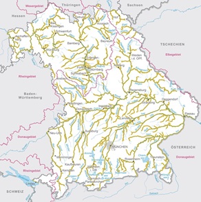 Die Risikokulisse 2024 in Bayern, die Grundlage für die Hochwassergefahren- und -risikokarten im 2. Bearbeitungszyklus der Richtlinie ist.